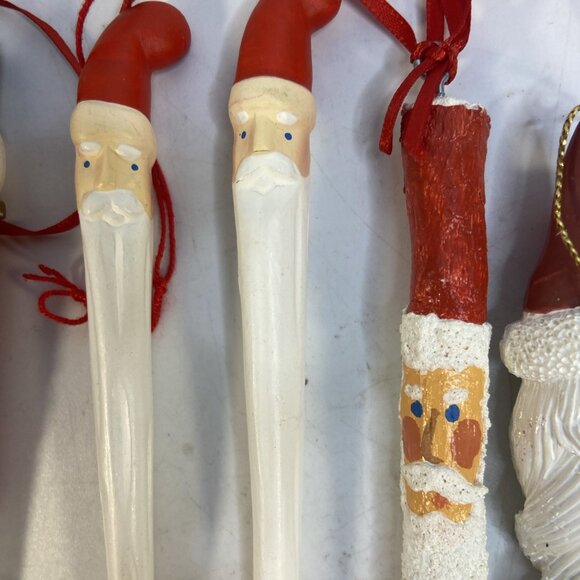 Vintage Christmas Icicle Ornament Santa Snowman Soldier Hanging Lot Of 8 - Picture 5 of 6